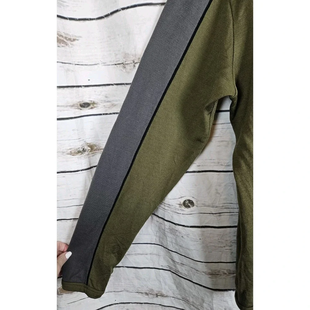 Icebreaker 320 Sport 1/4 Zip Pullover Mens L Merino Wool Base Layer Green Gray - Picture 3 of 8